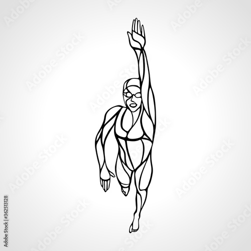 Freestyle Woman Swimmer Silhouette. Crawl. Sport swimming vector