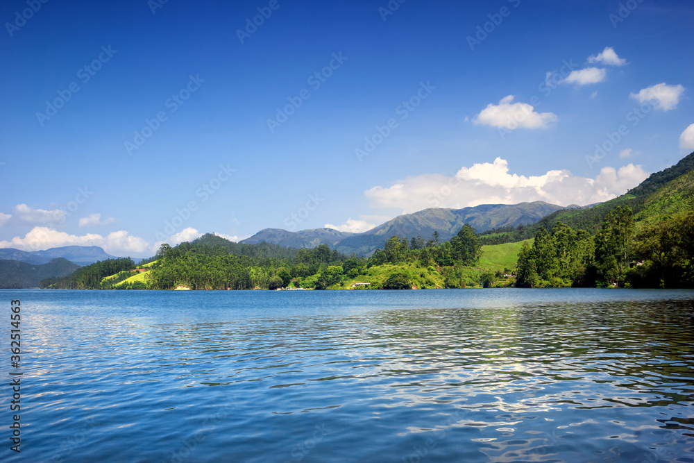 A view of a beautiful lake and its picturesque surrounding near