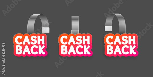 Realistic Detailed 3d Wobbler Cash Back Labels Set. Vector photo