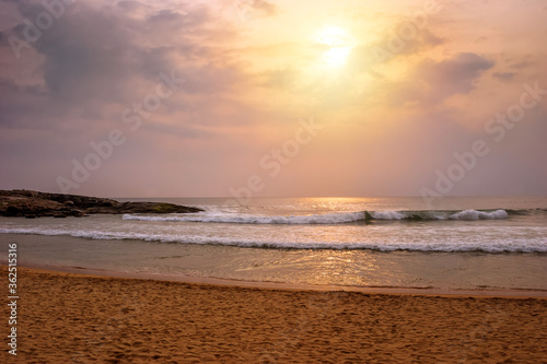 A beautiful sunset view over the sea at Kovalam