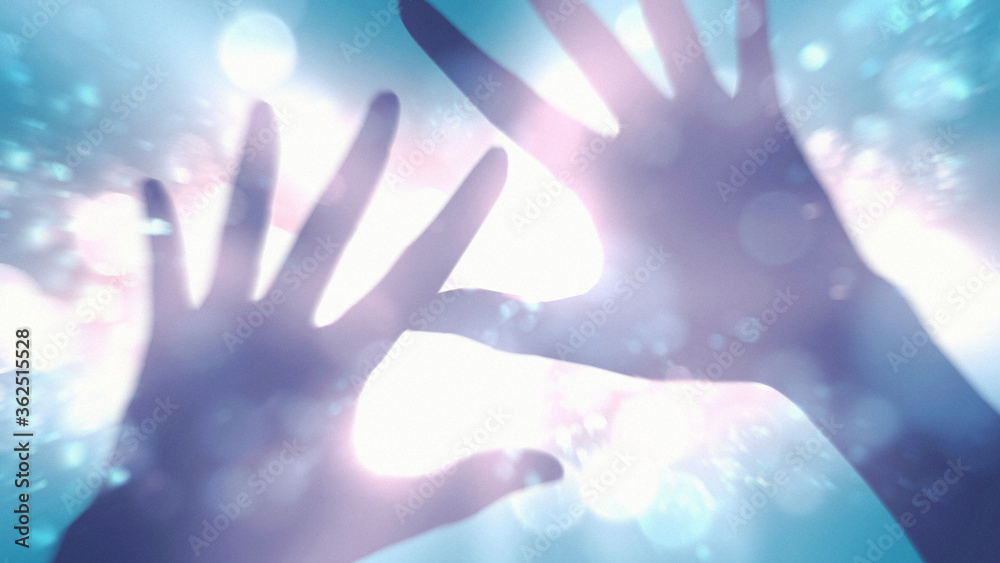 溢れる光 眩い光に手をかざすイラスト 抽象的な背景装飾 溢れる光 眩い光に手をかざすイラスト 抽象的な背景装飾