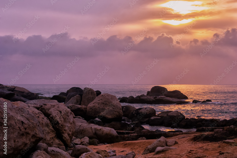 The Indian ocean coast in Kanyakumari, Tamilnadu,