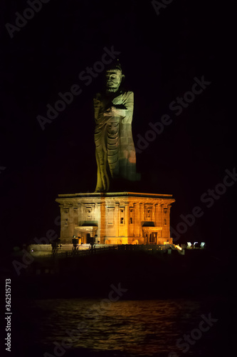 A night view of Thiruvallur island in Kanyakumari, India photo