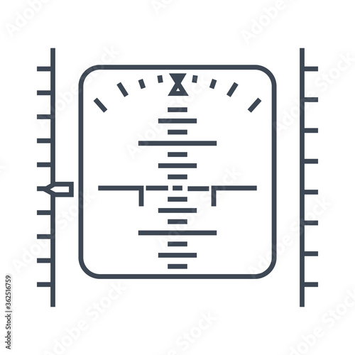 Thin line icon airplane navigation equipment, display, altimeter