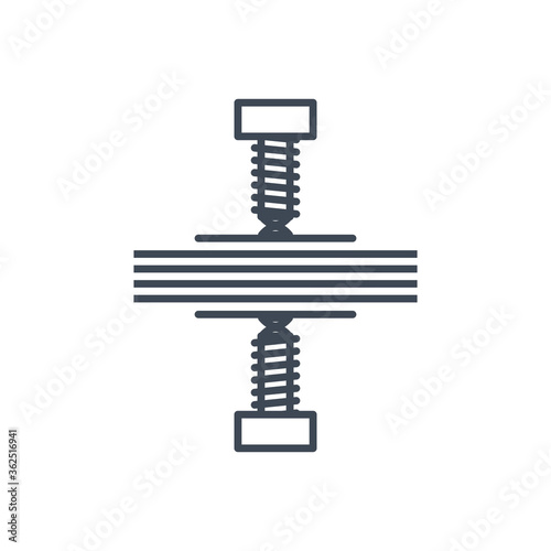Thin line icon manufacture, bonding of wood, metal