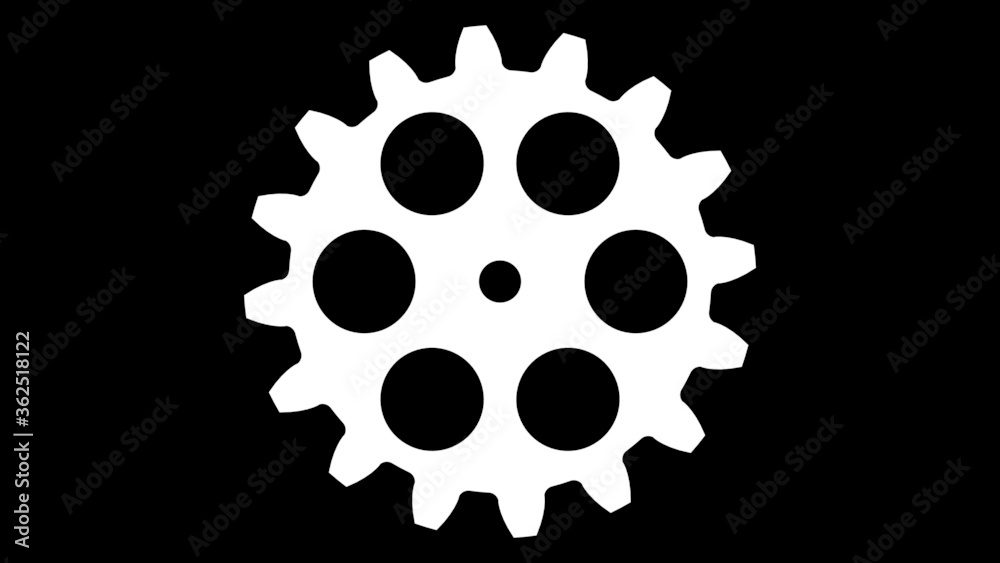 3d rendering of a white cogwheel mask isolated 3d rendering of a white cogwheel mask isolated