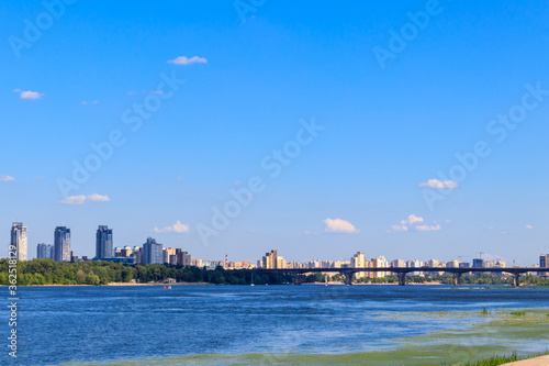 View of Paton bridge and the Dnieper river in Kiev, Ukraine