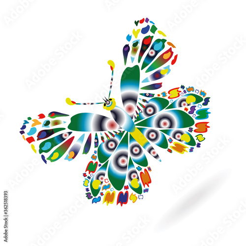 Colorful butterfly painted with a gradient