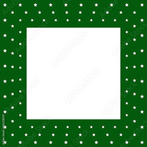 Green festive starry frame background. Christmas or casino carpet backdrop.