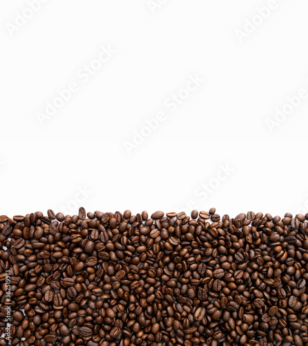 coffee bean on white table background. top view. space for text © memorystockphoto