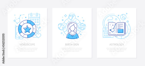 Astrology concept - line design style banners set