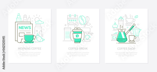 Coffee concept - line design style banners set