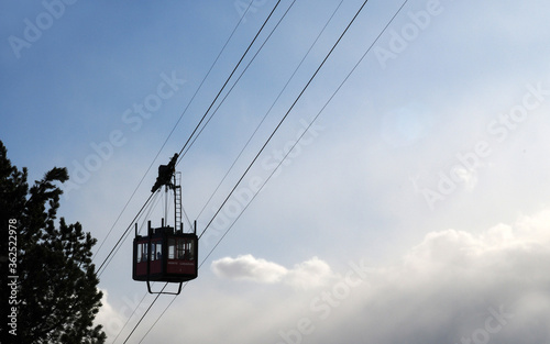 Cable car to the Lagazuoi group in the italian Dolomites. Veneto, Italy photo
