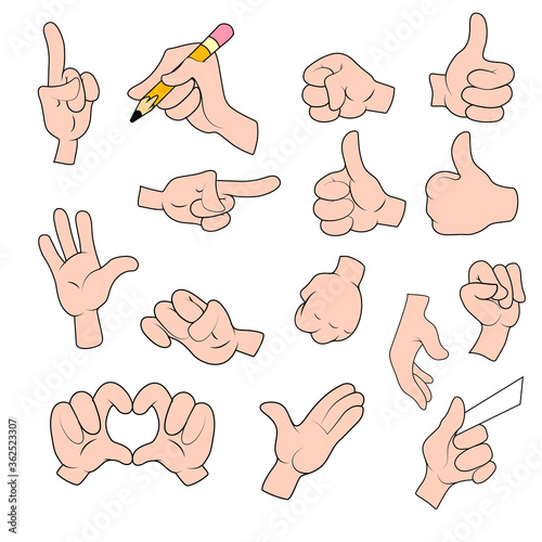 Vector set of cartoon arm 