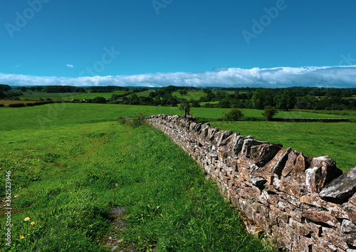 landscape with an old stone wall