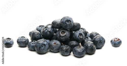 Ripe blueberries isolated on white background