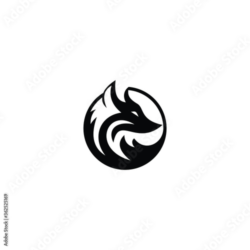 simple black fox logo vector 