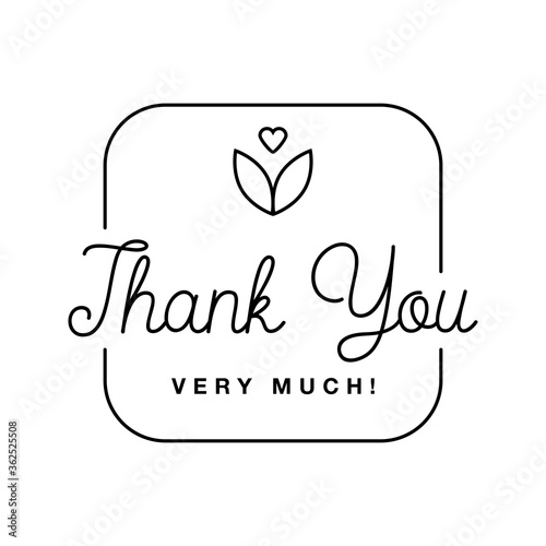 Badge with thank you graphics and design elements vector label and logo for gratitude, branding, advertisement