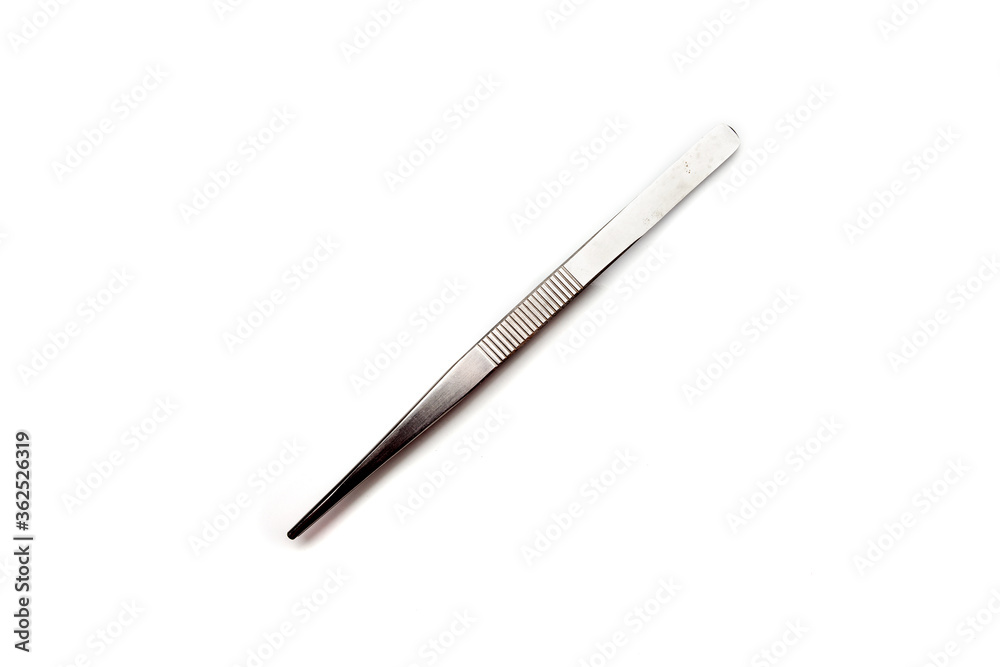 Different goldsmiths tools on the jewelry workplace. Craft jewelry making with professional tools. Set of tools over white background.