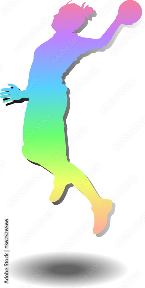 handball woman player jumping with a ball handball woman player jumping with a ball