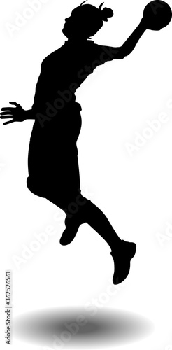 handball woman player jumping with a ball photo