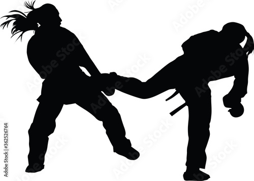 karate girl silhouette