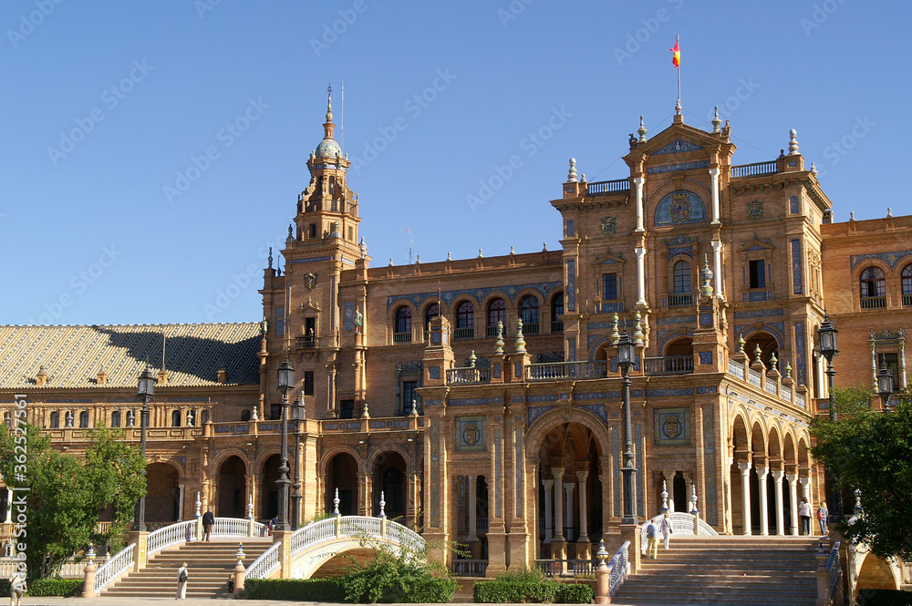 Sevilla (Spain). Building in Plaza de España in the city of Seville