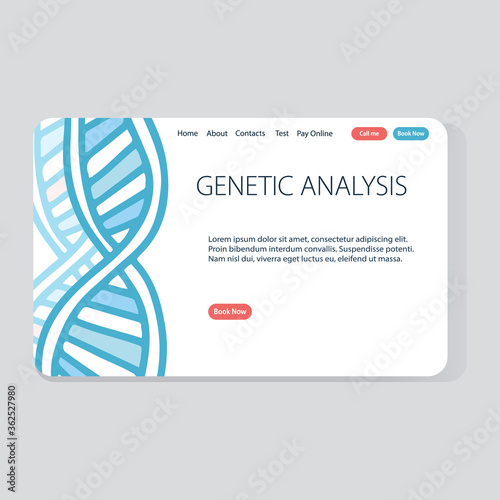 Genetic analysis website template made in doodle style.