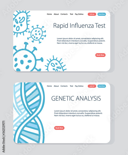 Doodle vector template for Rapid Influenza test and Genetic Analysis.