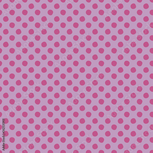 Lavender polka dots seamless vector pattern on lilac background. Sim[ple hand drawn irregular circles for fabrics, textiles, stationery, scrapbooking, girly wrapping paper, and packaging.