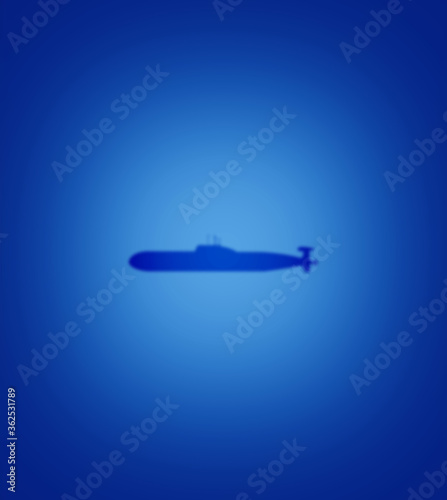 Submarine silhouette on blue