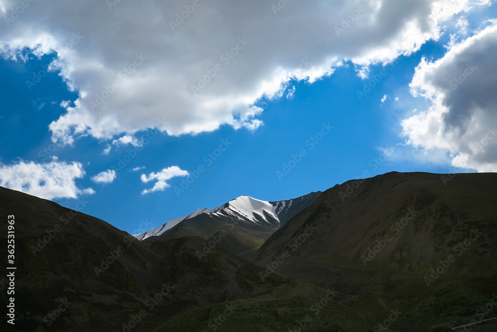 Beautiful mountains view on the way to Pangong lake, Ladakh, kashmir, India