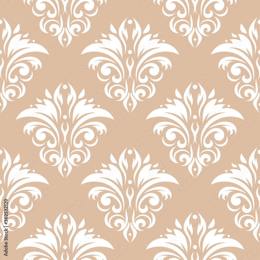Floral seamless pattern. White design on brown background