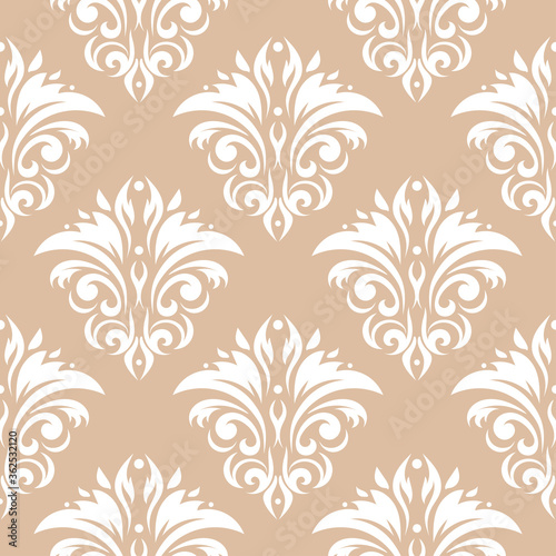 Floral seamless pattern. White design on brown background © Liudmyla