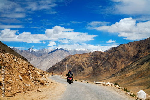 Bike Trip in Himalayas, Leh, Ladakh, Kashmir, India. photo