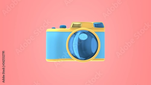 3D rendering abstract animation camera, the movement of the glare of light reflected in the lens. Funny joke cartoon pop art style