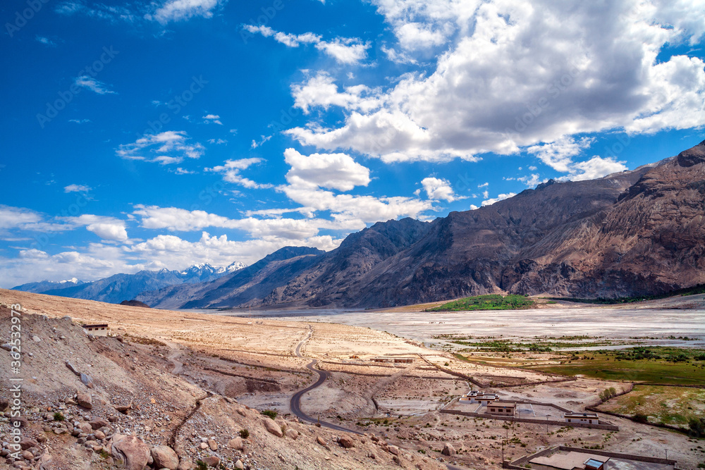 Beautiful Scenery on the way to the Nubra Valley, leh ladakh, jammu and kashmir, India