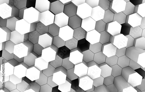 Duo tone hexagon 3D background texture. 3d rendering illustration. Futuristic abstract background.