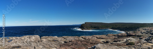 Beautiful panoramic view of coastal trail near Wattamolla Beach, Royal National Park, New South Wales, Australia