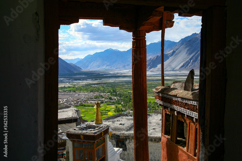 The Buddhist monastery of Diskit in Nubra valley in the Indian Himalaya. Diskit, Ladakh, India photo