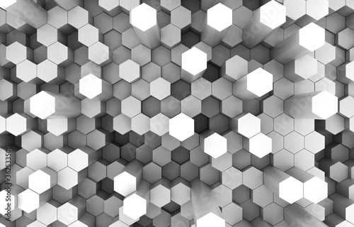 Duo tone hexagon 3D background texture. 3d rendering illustration. Futuristic abstract background.