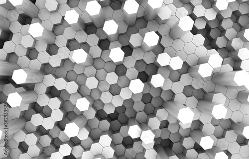 Duo tone hexagon 3D background texture. 3d rendering illustration. Futuristic abstract background.