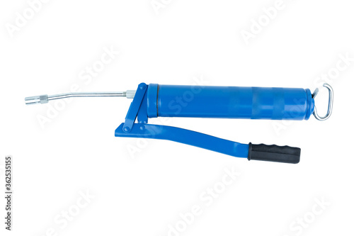 Canvastavla blue grease gun isolate on white background with cliping path.