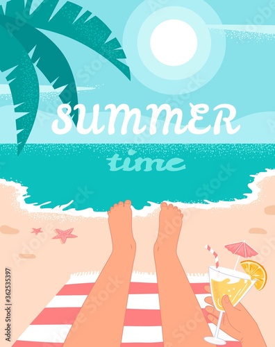 Funny tropical summer vacation poster vector illustration