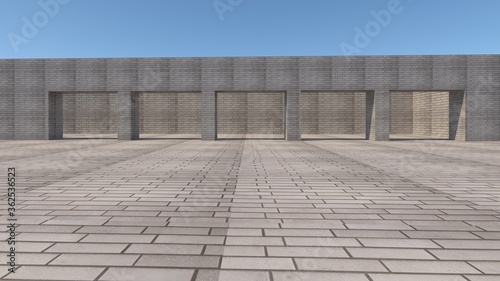 3d simple gray brick square rendering image 2 © haena