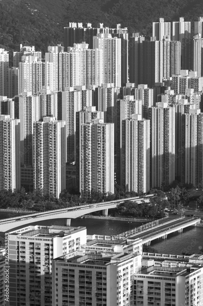 Aerial view of residential district of Hong Kong city