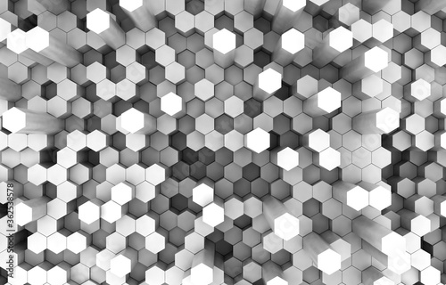 Duo tone hexagon 3D background texture. 3d rendering illustration. Futuristic abstract background.