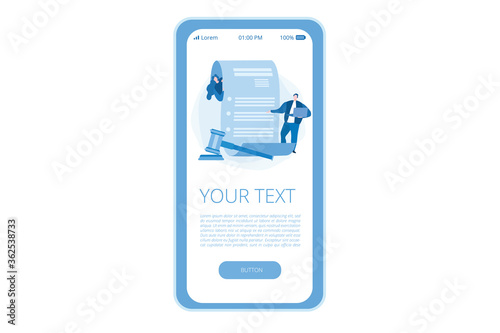Legal notice, smartphone template, legal document. Vector illustration for web banner, infographics, mobile. 