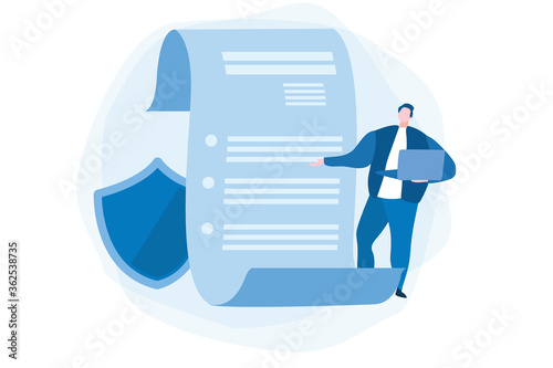 Privacy policy, Corporate document.  Data protection. Vector illustration for web banner, infographics, mobile. 