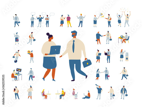 Tiny business people vector set